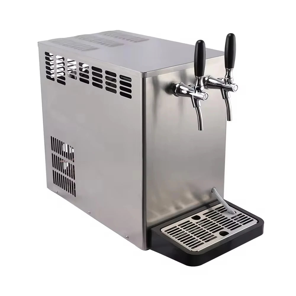ONEHAPPY Countertop Draft Beer Cooler Dual Tap StainlessSteel Dispenser TemperatureControlled