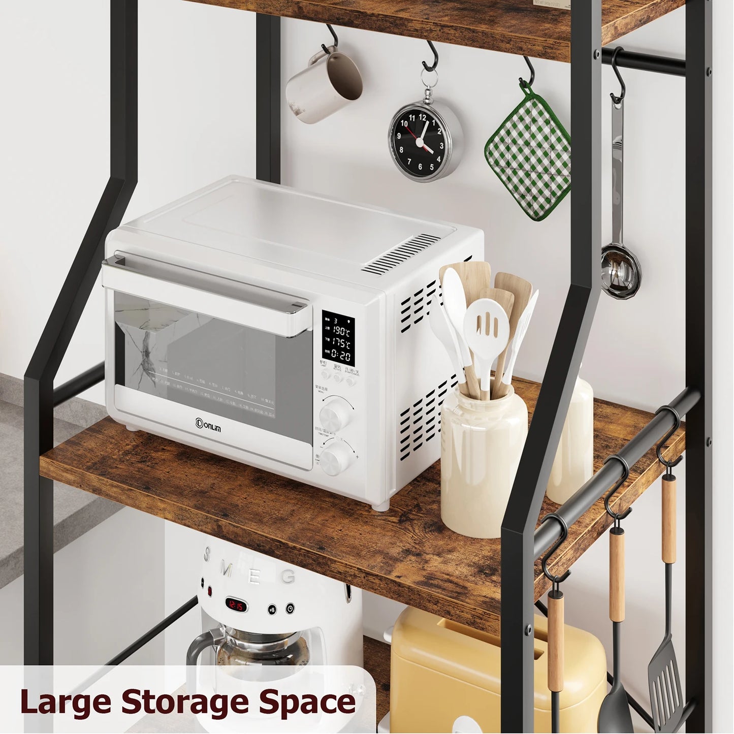 TWISTER.CK Kitchen Bakers Rack Microwave Stand 4 Tier Coffee Bar Station