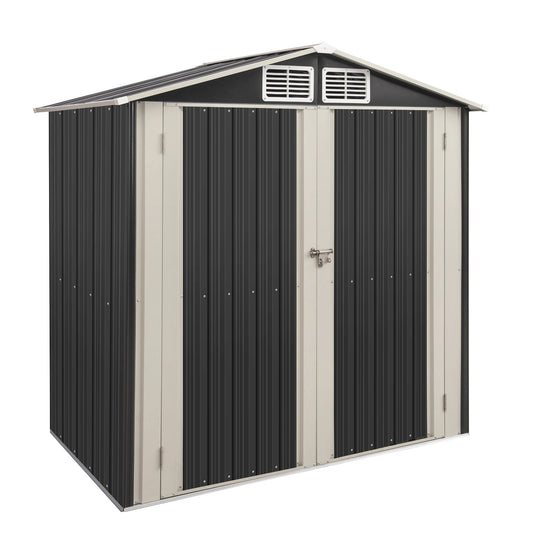 MORNGARDO Metal Outdoor Storage Shed With Lockable Door Sloped Roof