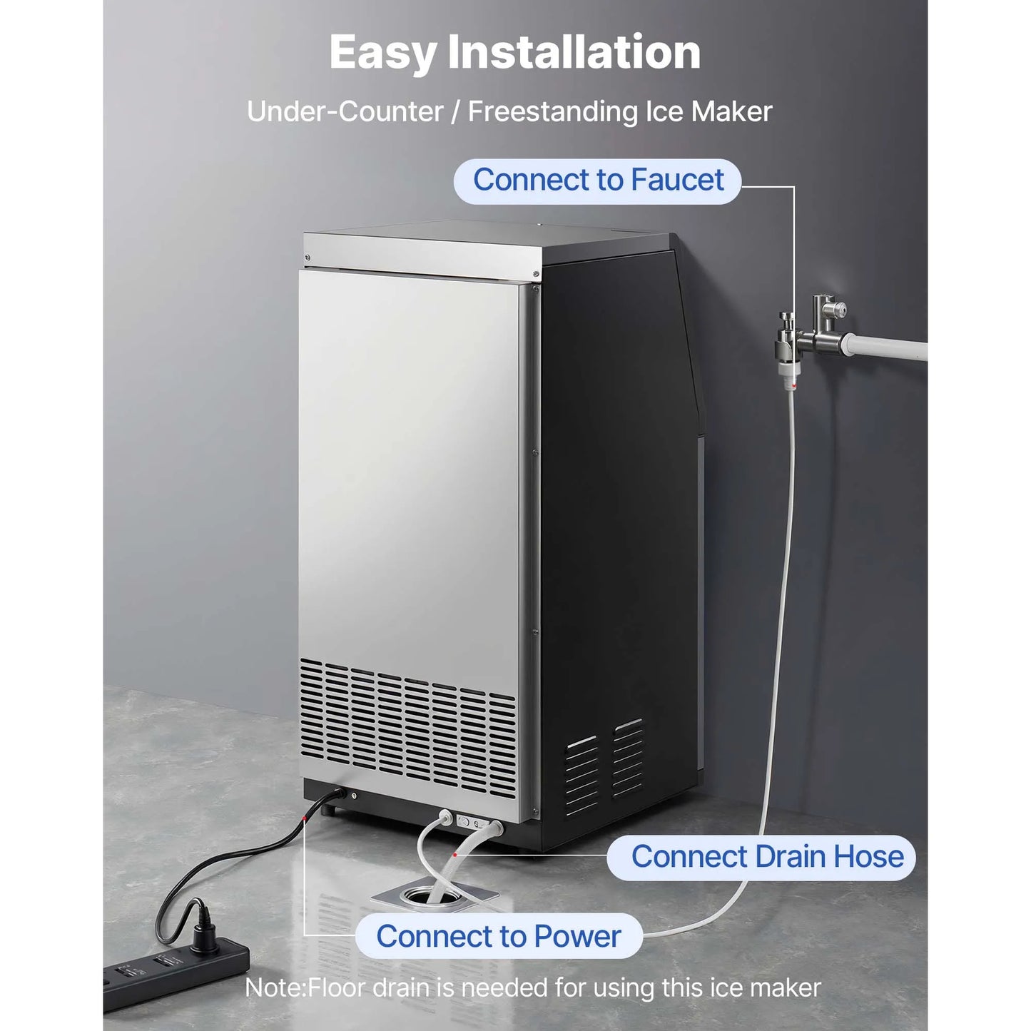 SucceBuy Commercial Ice Maker 80 100 130 160 Lbs Per Day Stainless Steel