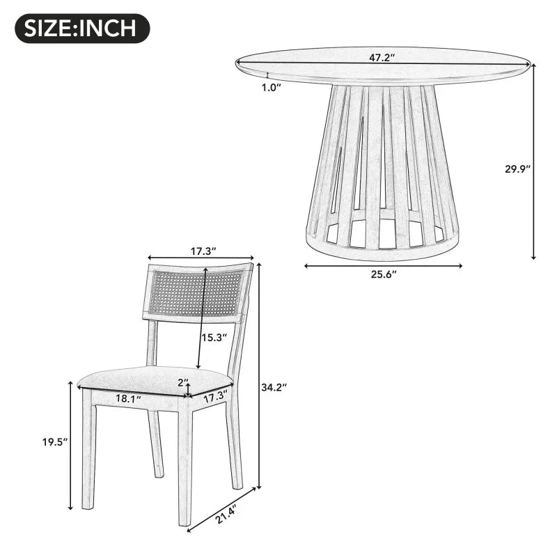 5 Piece Dining Set With Round Table And Four Chairs
