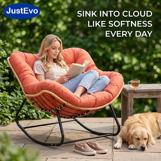 Ergonomic Metal Frame Outdoor Rocking Patio Chair For Garden Relaxation