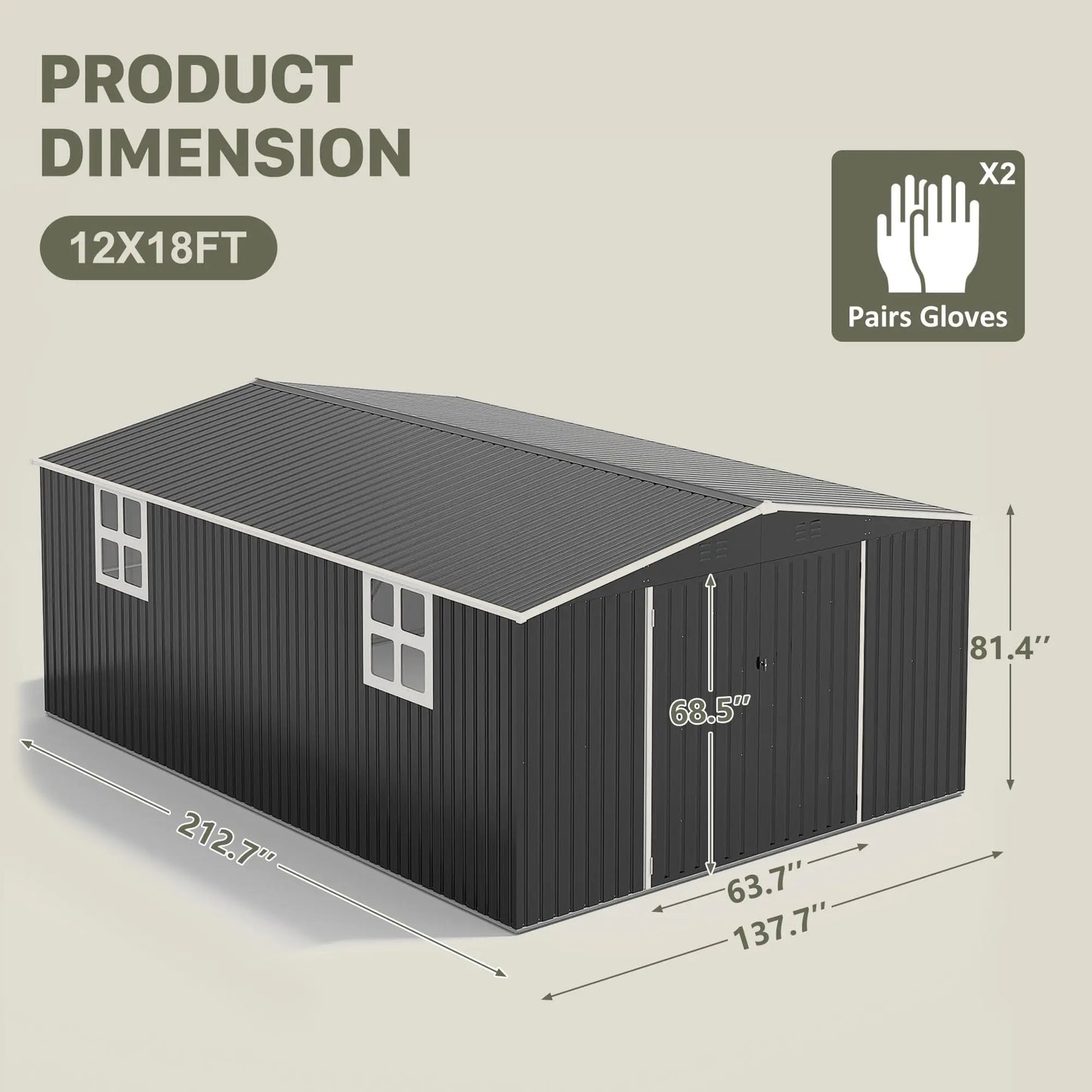 Vivat Heavy Duty Metal Outdoor Storage Shed With Lockable Door