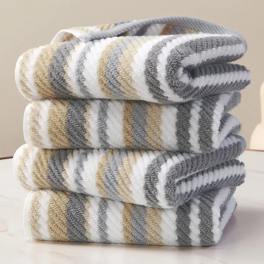 Striped Hand Towels, Bathroom Hand Towels Set of 4, 16x27 100 Cotton Quick Dry Absorbent Light Weight, Soft Towel Set for Shower