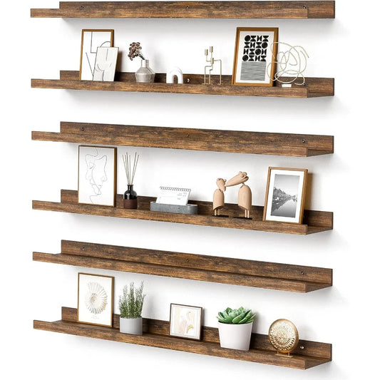 Floating Shelves for Wall 35.5 Inch Shelves for Decor Storage Set of 6 Wall Mounted Wood Shelf for Bedroom Living Room Bathroom