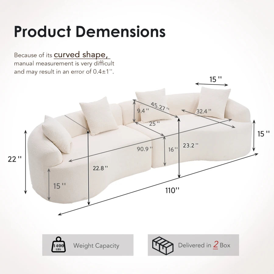 Curved Boneless Compression Modular Sectional Sofa For Living Room