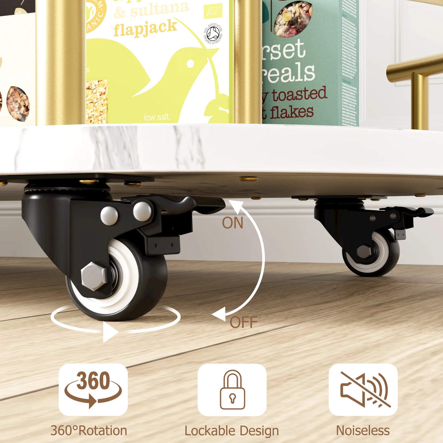 TWISTER.CK Four Tier Bar Cart On Wheels With Wine Rack