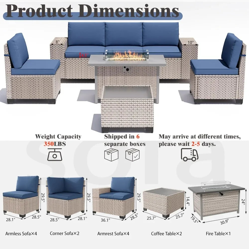 Outdoor Patio Furniture Set Wicker Sofa High Back Rattan