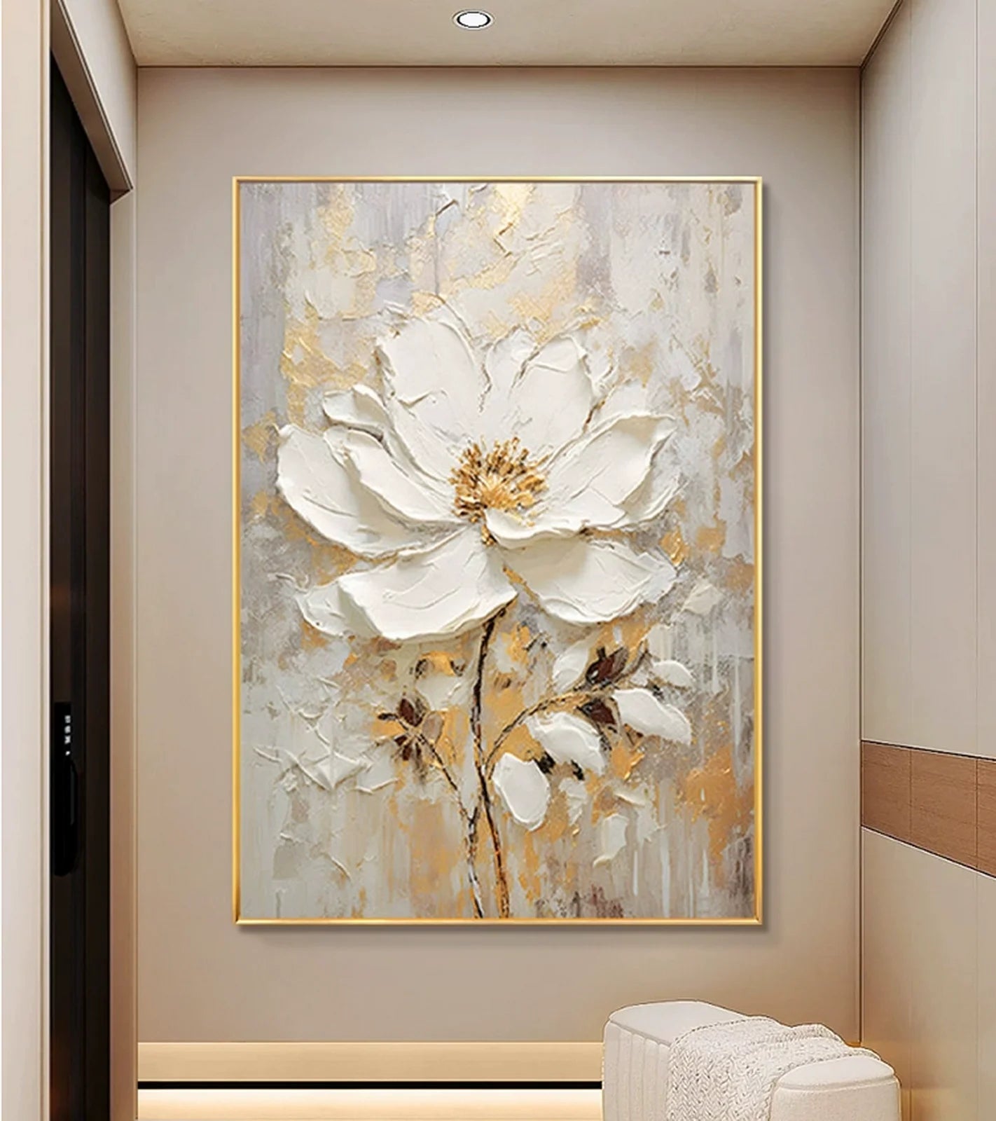 3D Textured Floral Oil Painting on Linen Canvas Unframed