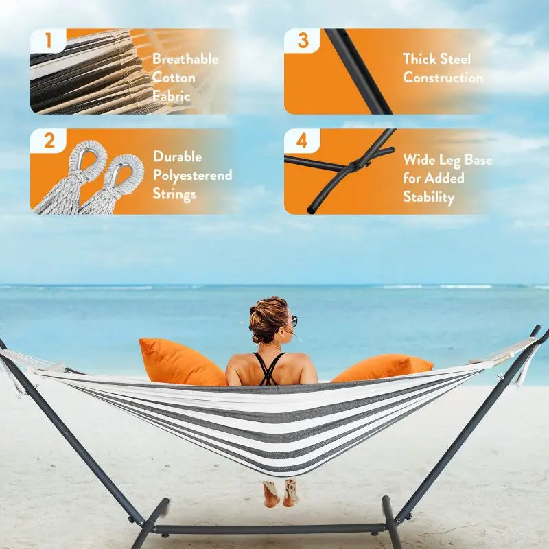 Gyroor Hammock With Adjustable Stand Outdoor Furniture Storage Bag