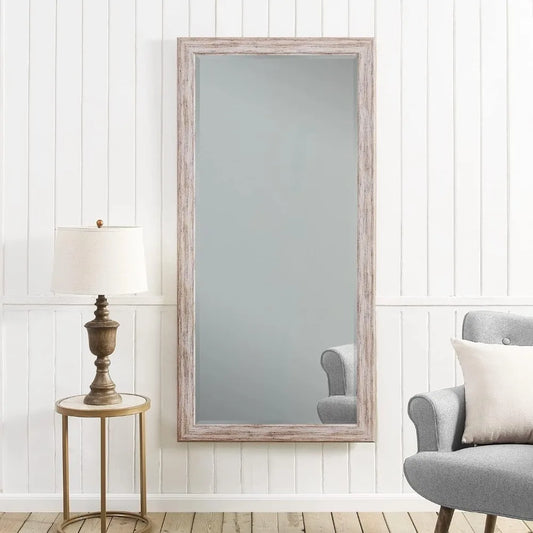 Elegant Wooden Full Length Mirror with Standing, Tall Body Mirror, Vintage Design, Wall Mirror Full Length