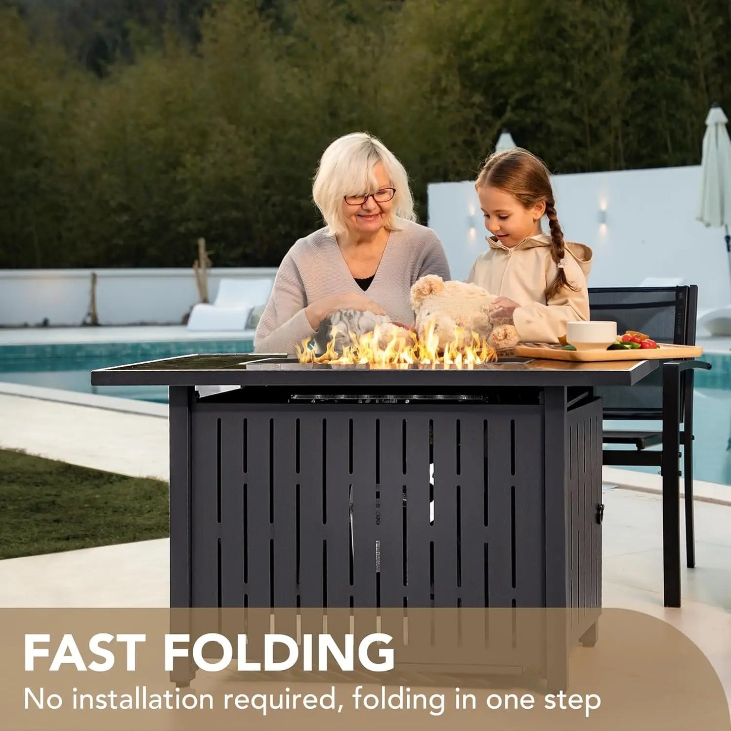 Propane Gas Fire Pit Table Outdoor 50,000 BTU Rectangular