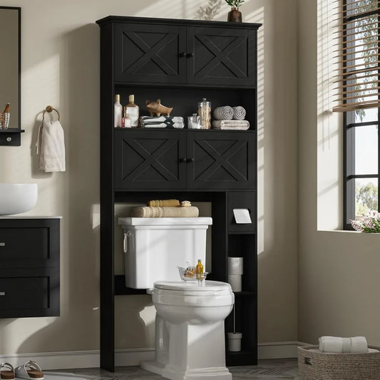 XMSJ Over The Toilet Storage Cabinet Farmhouse 4 Barn Doors