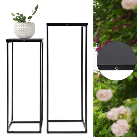 Metal Plant Stand Square Flower Holder Durable Rack for Garden