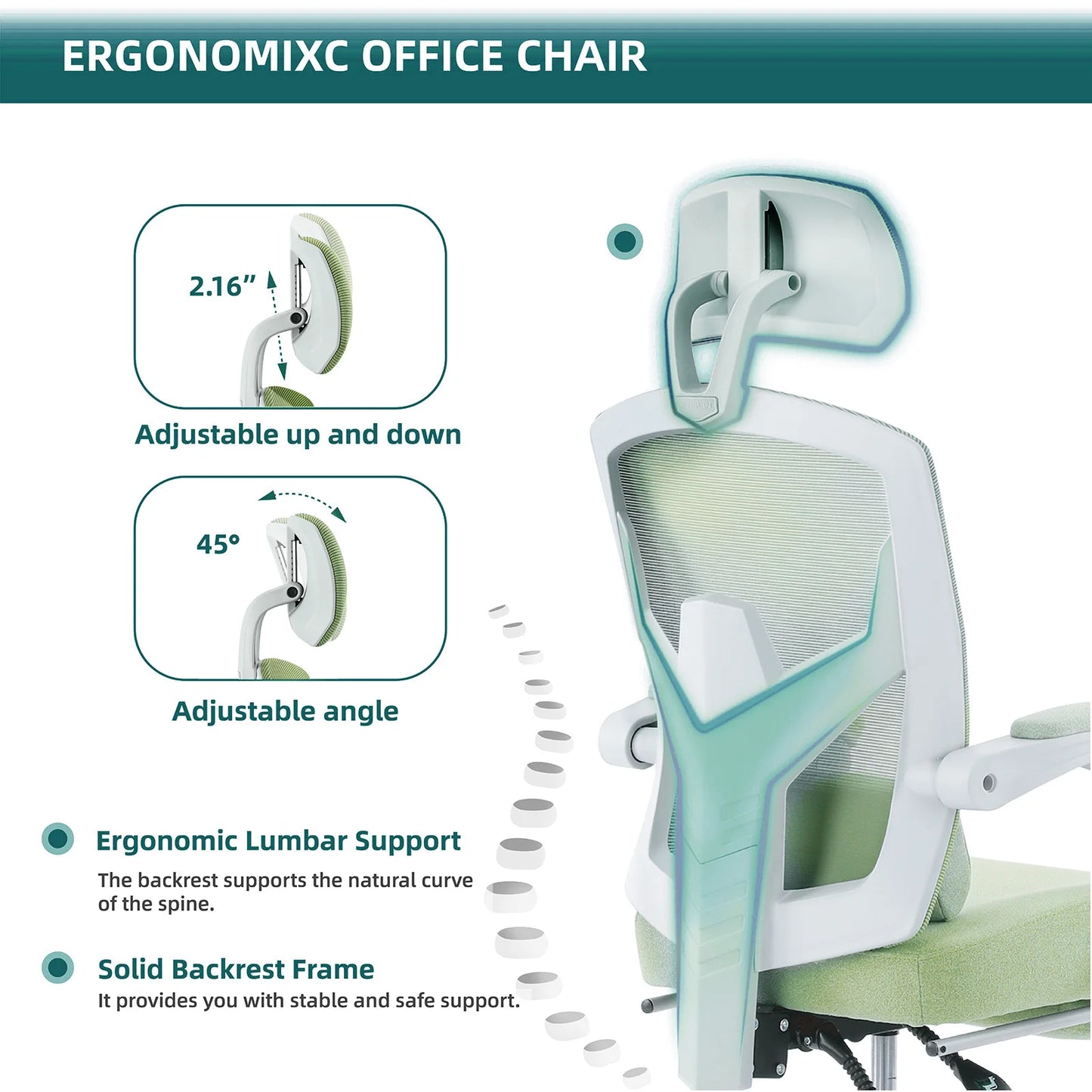 JHK Ergonomic Reclining High Back Mesh Chair With Lumbar Support And Lockable Tilt