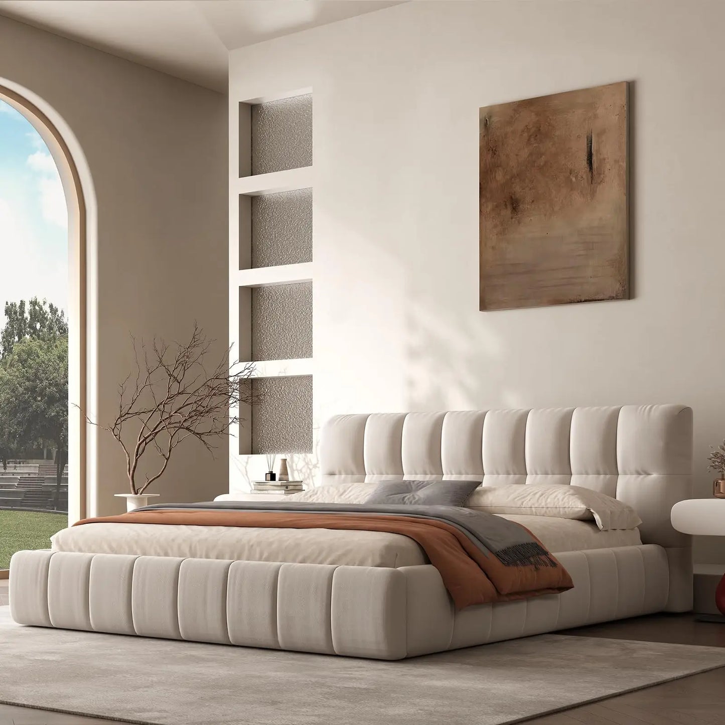 QWC Modern Cloud Platform Bed With Headboard And Footboard