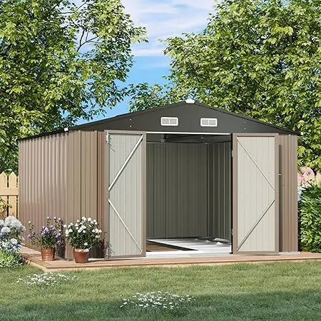 IndustrialGrade Metal Storage Shed With Floor Frame And WeatherResistantDoubleLock