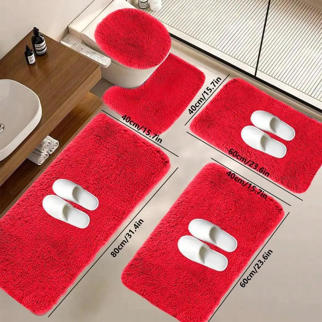 Plush Non Slip Bathroom Rug Set Absorbent And Machine Washable