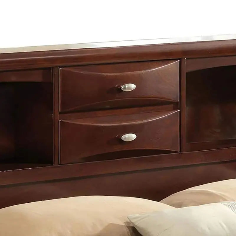Contemporary Bed With Footboard Drawers And Headboard Bookcase