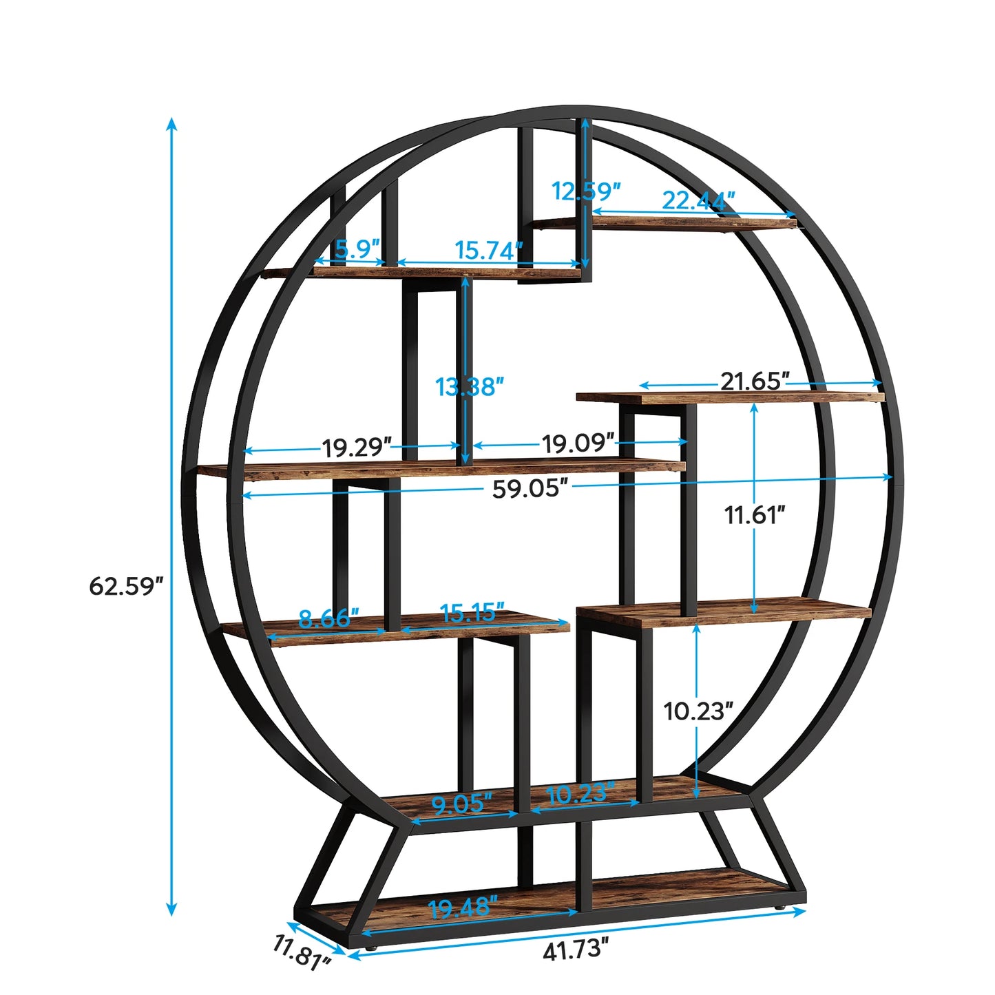Tribesigns Round Etagere Bookshelf Five Tier Wood Bookcase