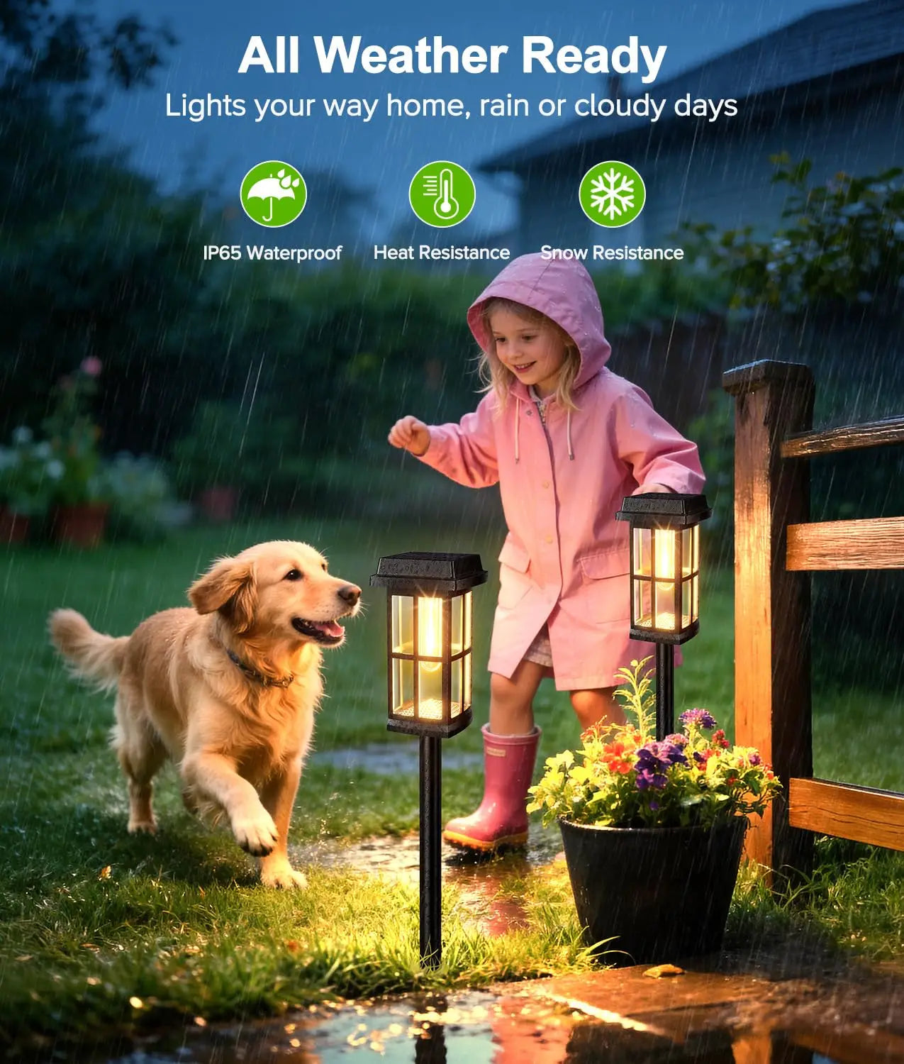 Solar Powered Pathway Lights 8 Pack IP65 Outdoor Garden Lamps