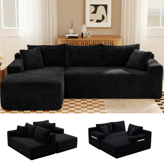 Cloud Modular Corduroy Sectional Sofa With L Shaped Chaise