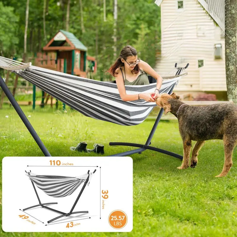 Gyroor Hammock With Adjustable Stand Outdoor Furniture Storage Bag