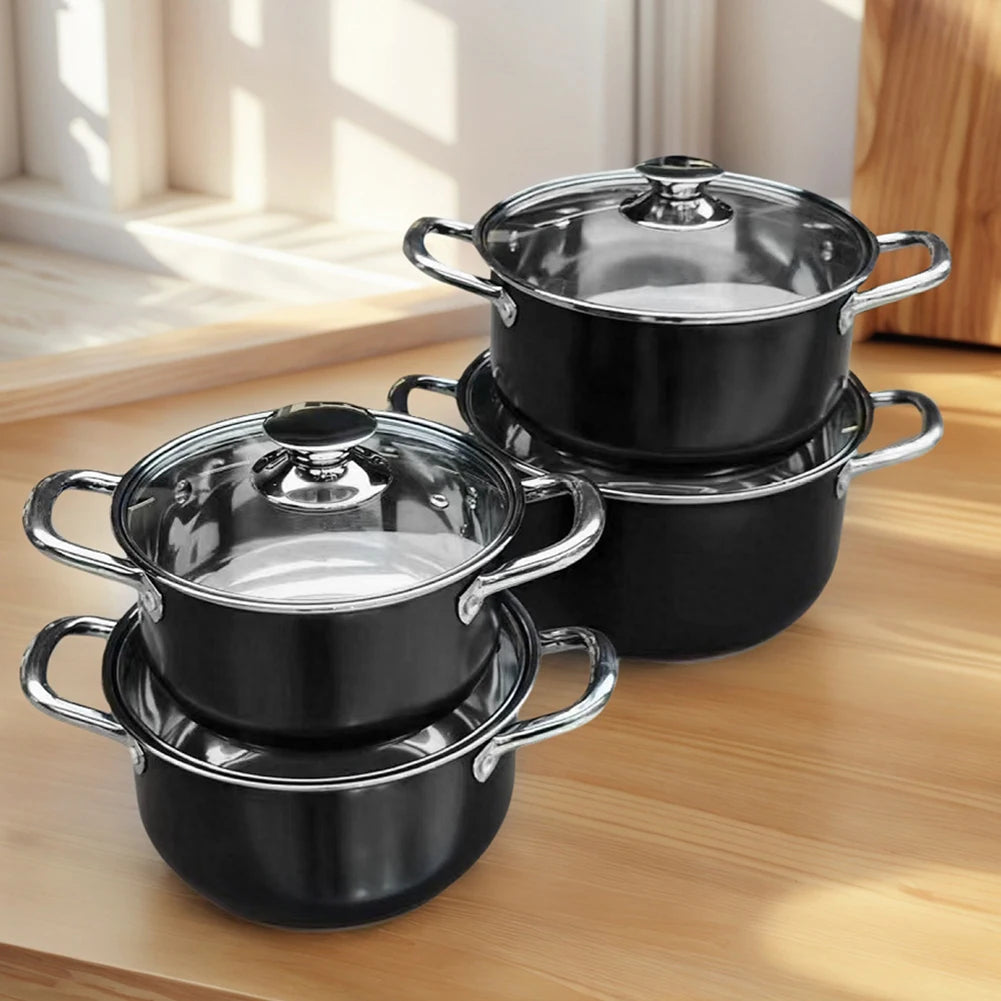 Shunmaii 8 Piece Stainless Steel Cookware Set With Glass Lids