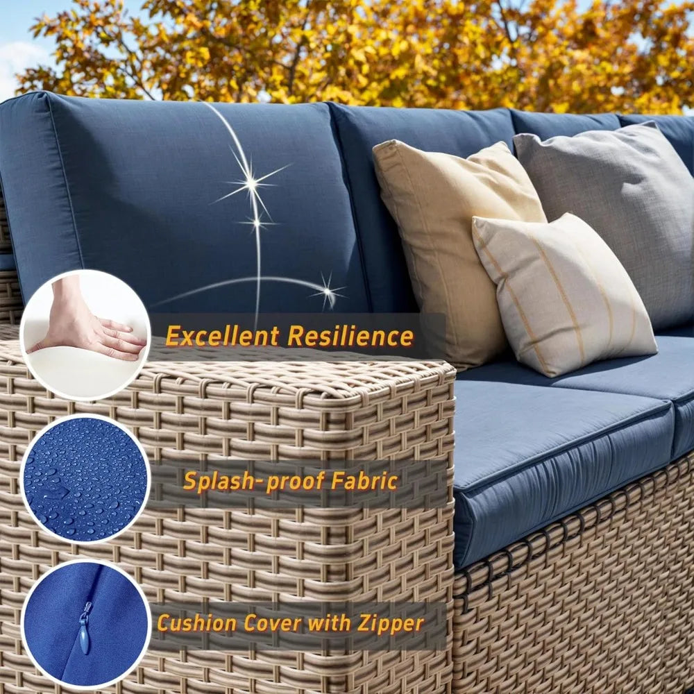 Outdoor Patio Furniture Set Wicker Sofa High Back Rattan