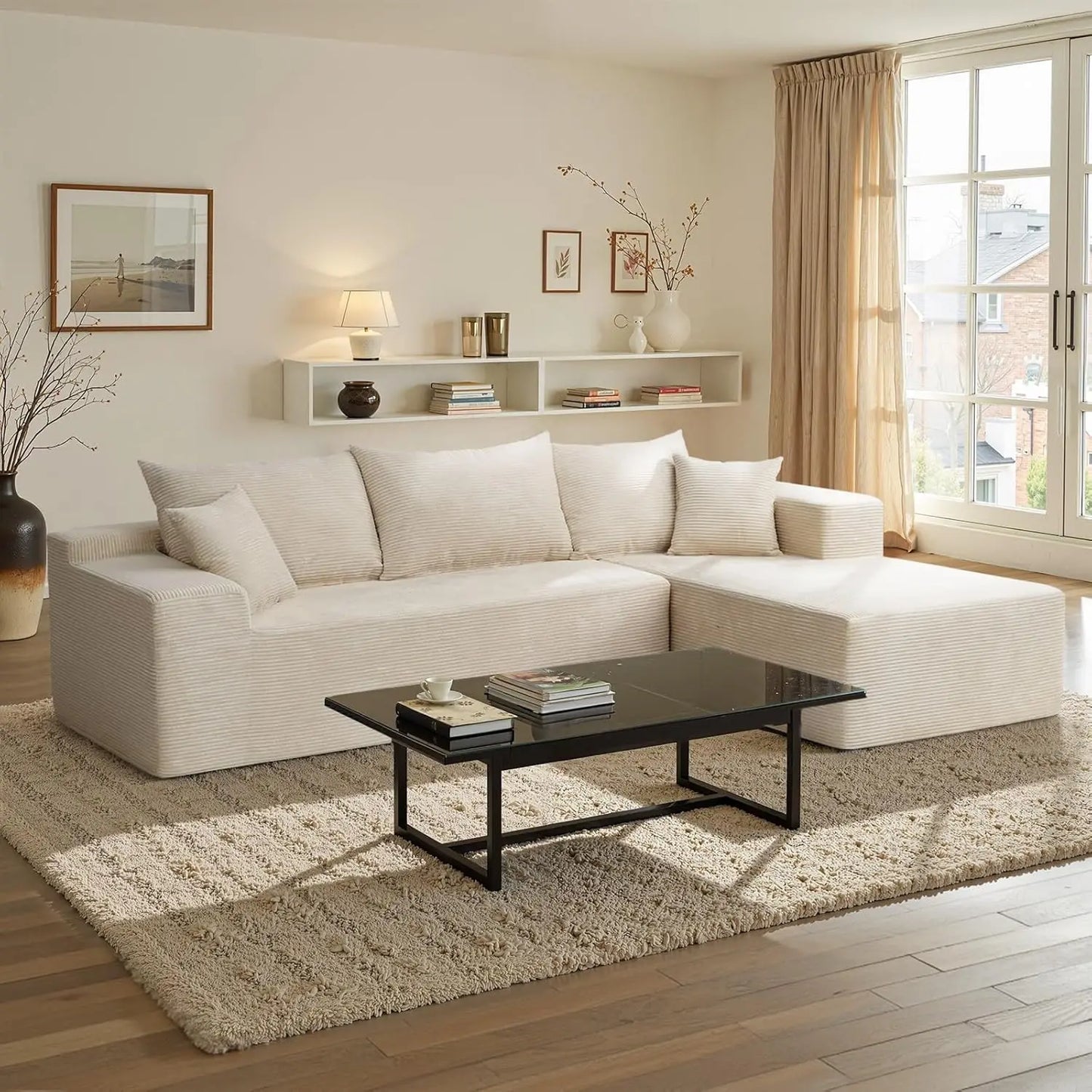 Modular Sectional Sofa With L Shape Chaise No Assembly