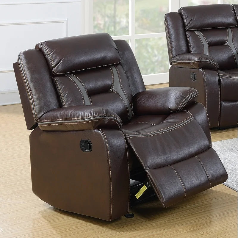 Modern Leatherette Glider Recliner With Pillow Arms And Headrest For Living Room