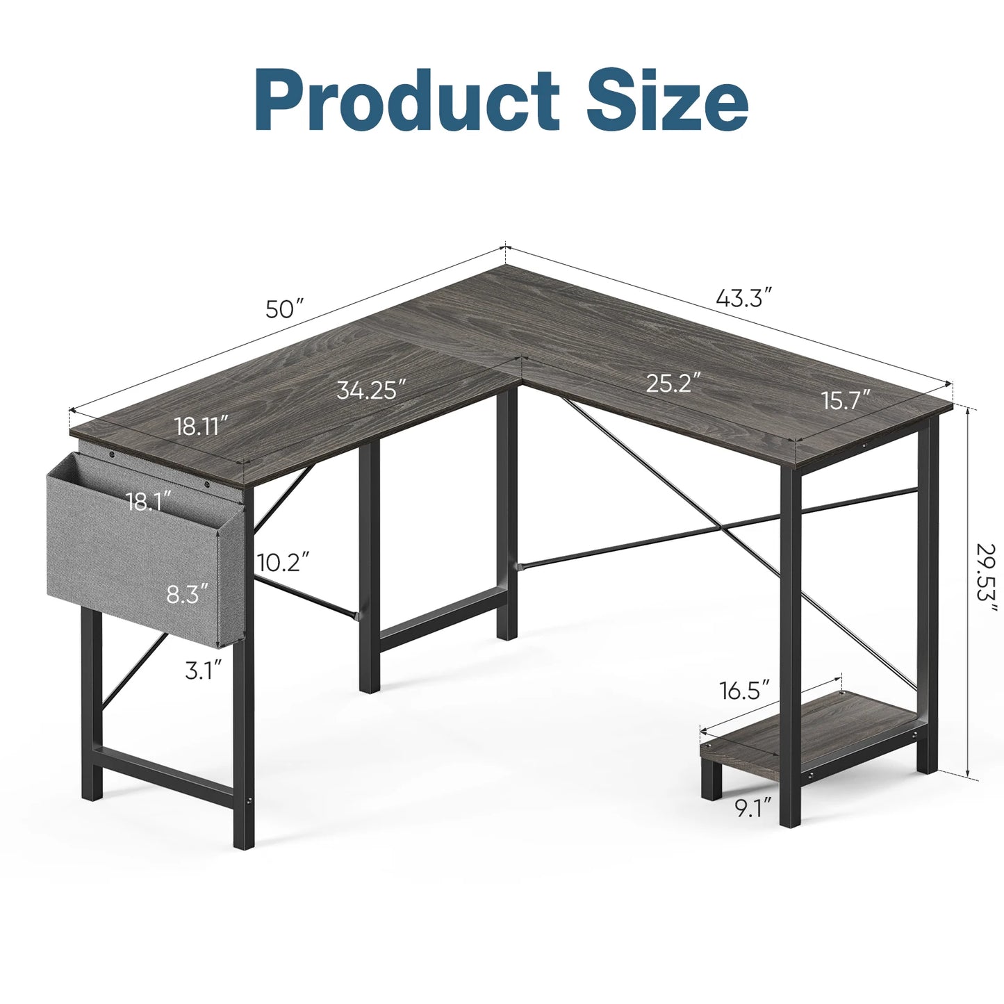 JHK Gaming Corner L Shape Computer Desk With CPU Storage