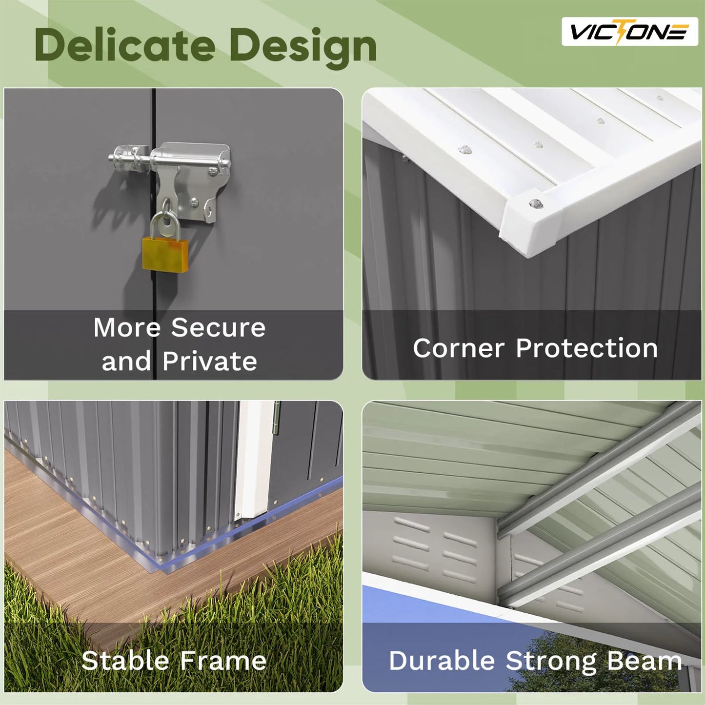 Victone Steel Outdoor Storage Shed With Door And Lock