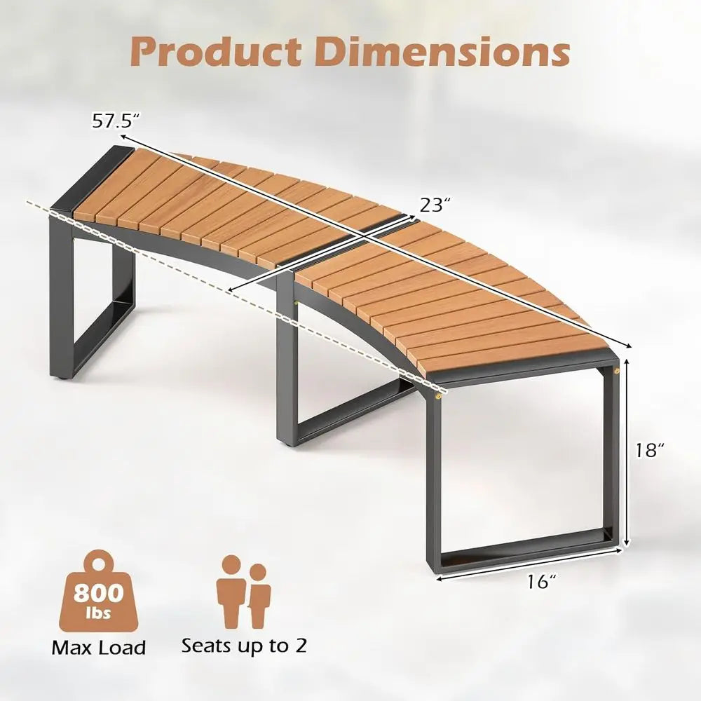 Dafify Curved Acacia Fire Pit Bench For Outdoor Seating