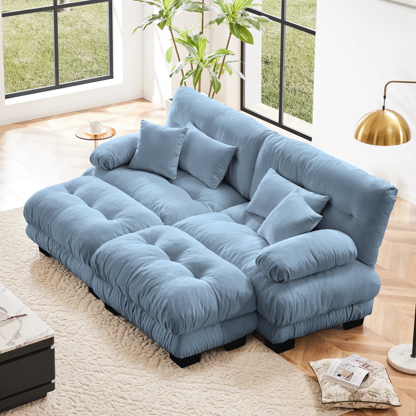 Modular Sectional Sofa Chenille With Ottomans Couch For Home Comfort