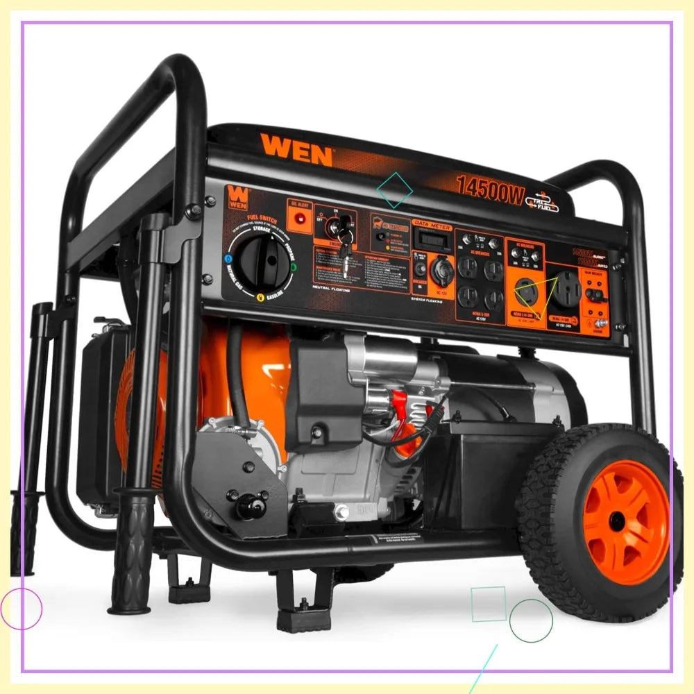Tri-Fuel 14500W Generator Electric Start Transfer Switch Ready CO Sensor