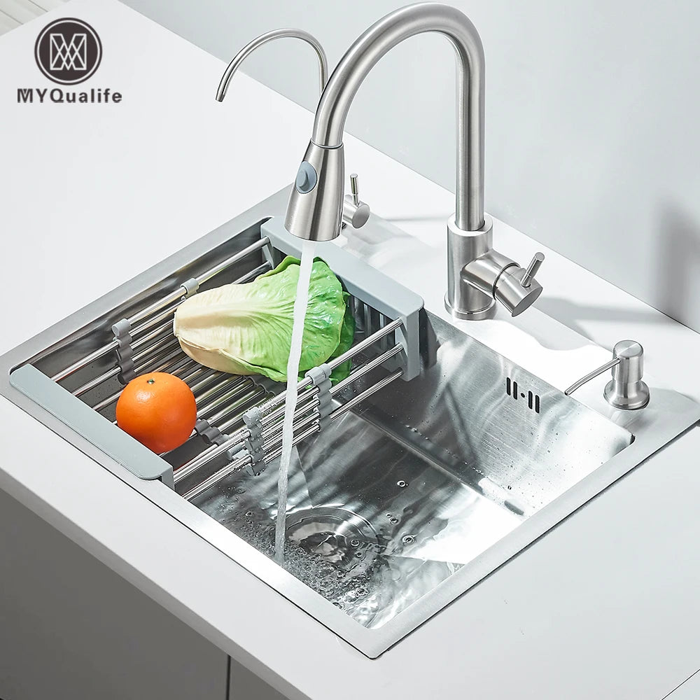 MYQualife Stainless Steel Kitchen Sink With Faucet And Soap Dispenser