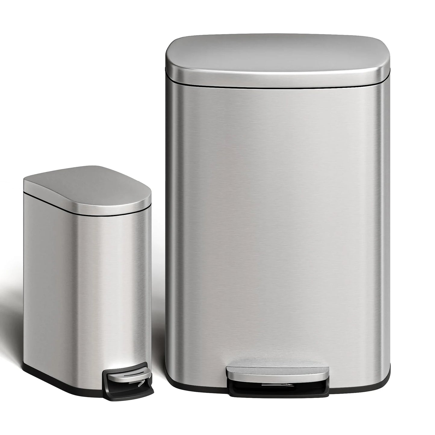 TWISTER Step On Stainless Steel Kitchen Trash Can With Removable Inner Buckets