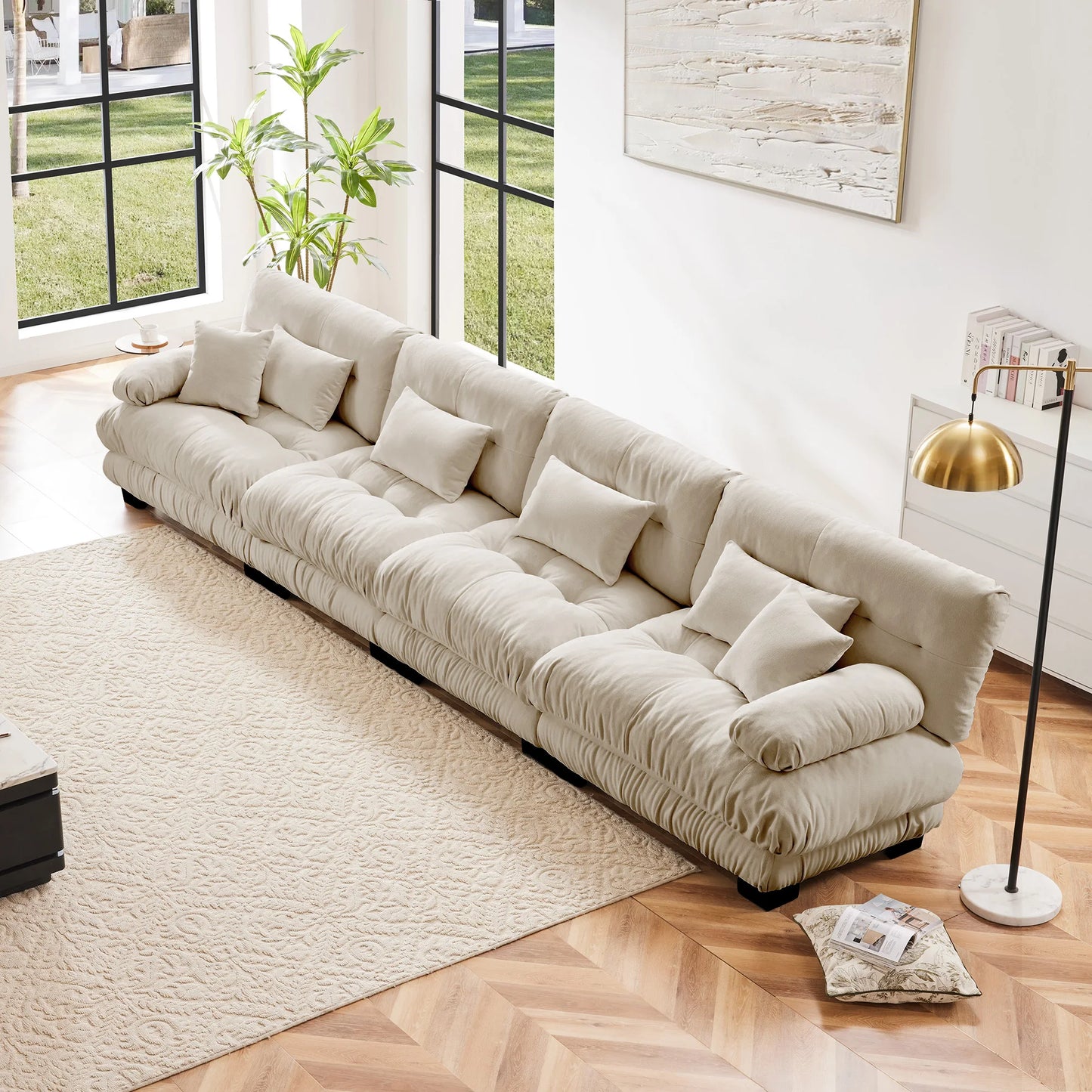 Modular Sectional Sofa Chenille With Ottomans Couch For Home Comfort