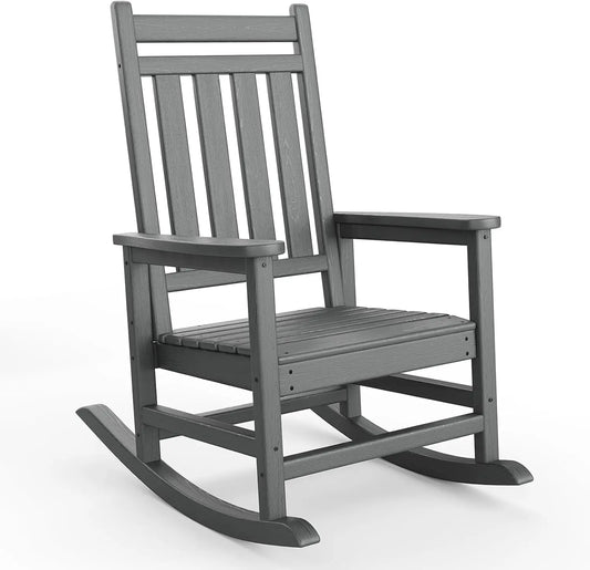 Outdoor Rocking Chair, All-Weather HDPE Patio Rocking Chairs for Adults, 380lbs Weight Capacity, Ergonomic Design, for Porch