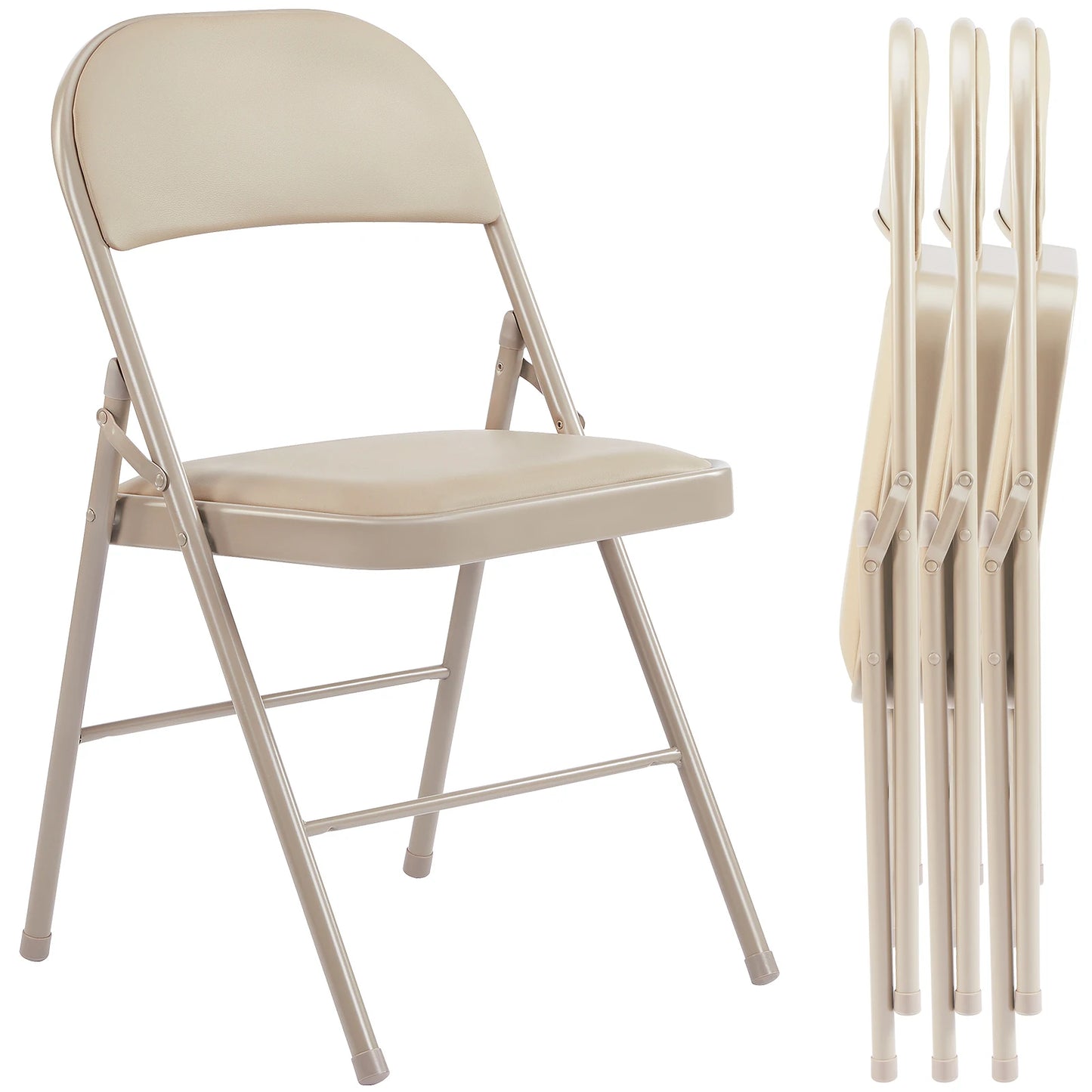JHK IndustrialGrade Leather Cushioned Folding Chairs QuadPack HeavyDuty SeatingSolutions