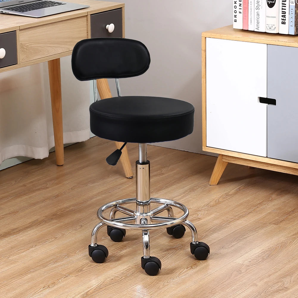KKTONER PU Leather MidBack Rolling Stool With Footrest Office Chair