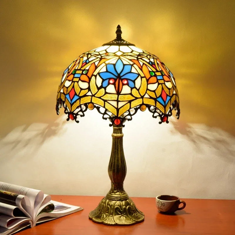 Jiankexing Retro Stained Glass Desk Lamp For Home Lighting