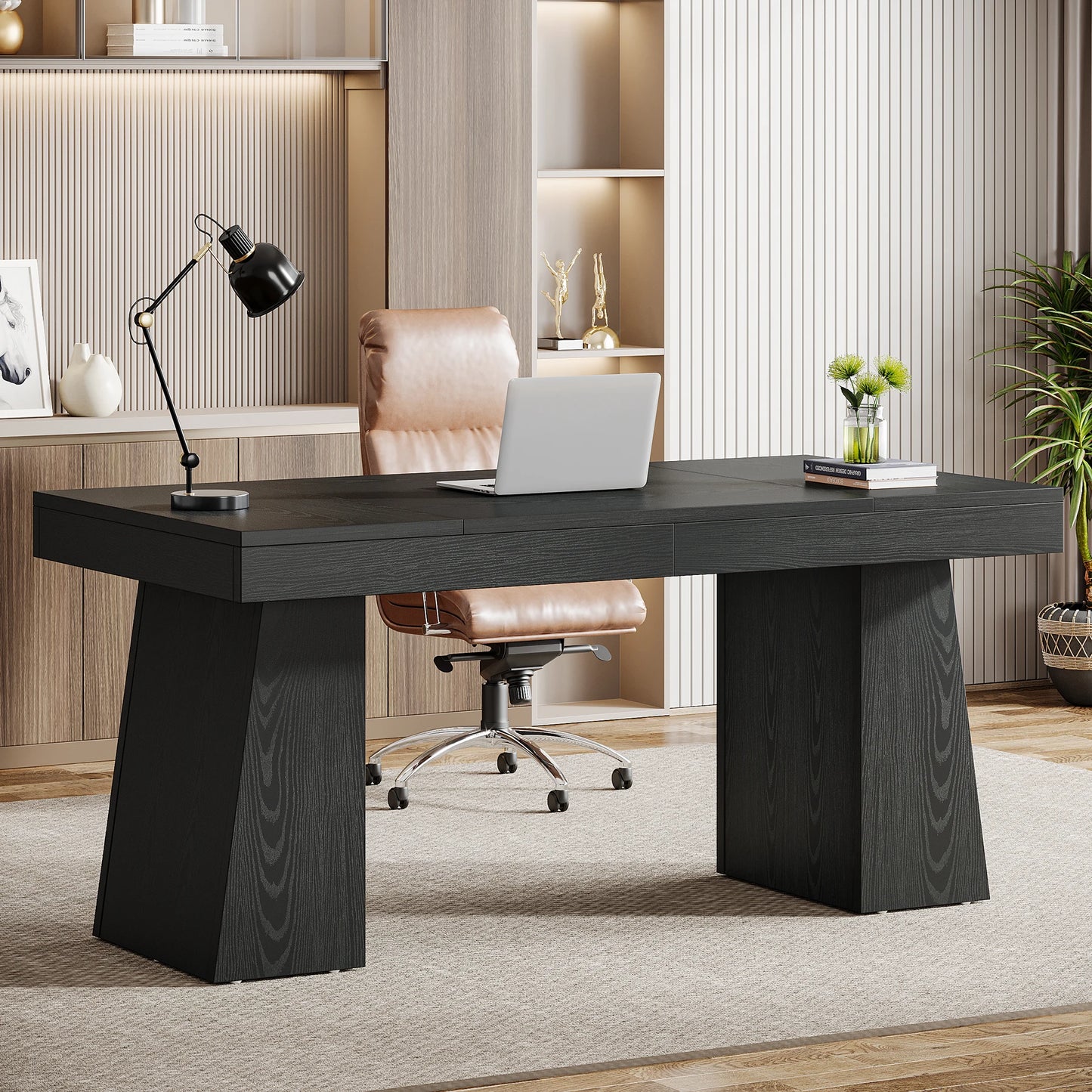 Tribesigns Executive Desk With Double Pedestal Modern Wood Office