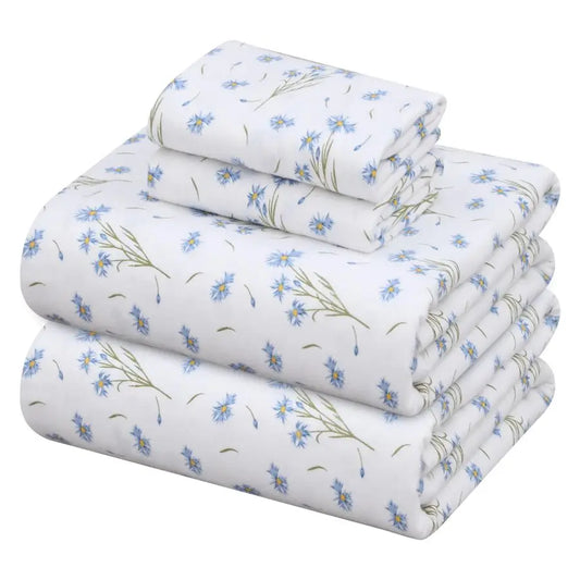 Flannel Sheets Queen Size 100 Cotton Double Brushed Bed Sheets, Deep Pockets 16 Inches Queen Sheet Set, All Seasons Breathable a