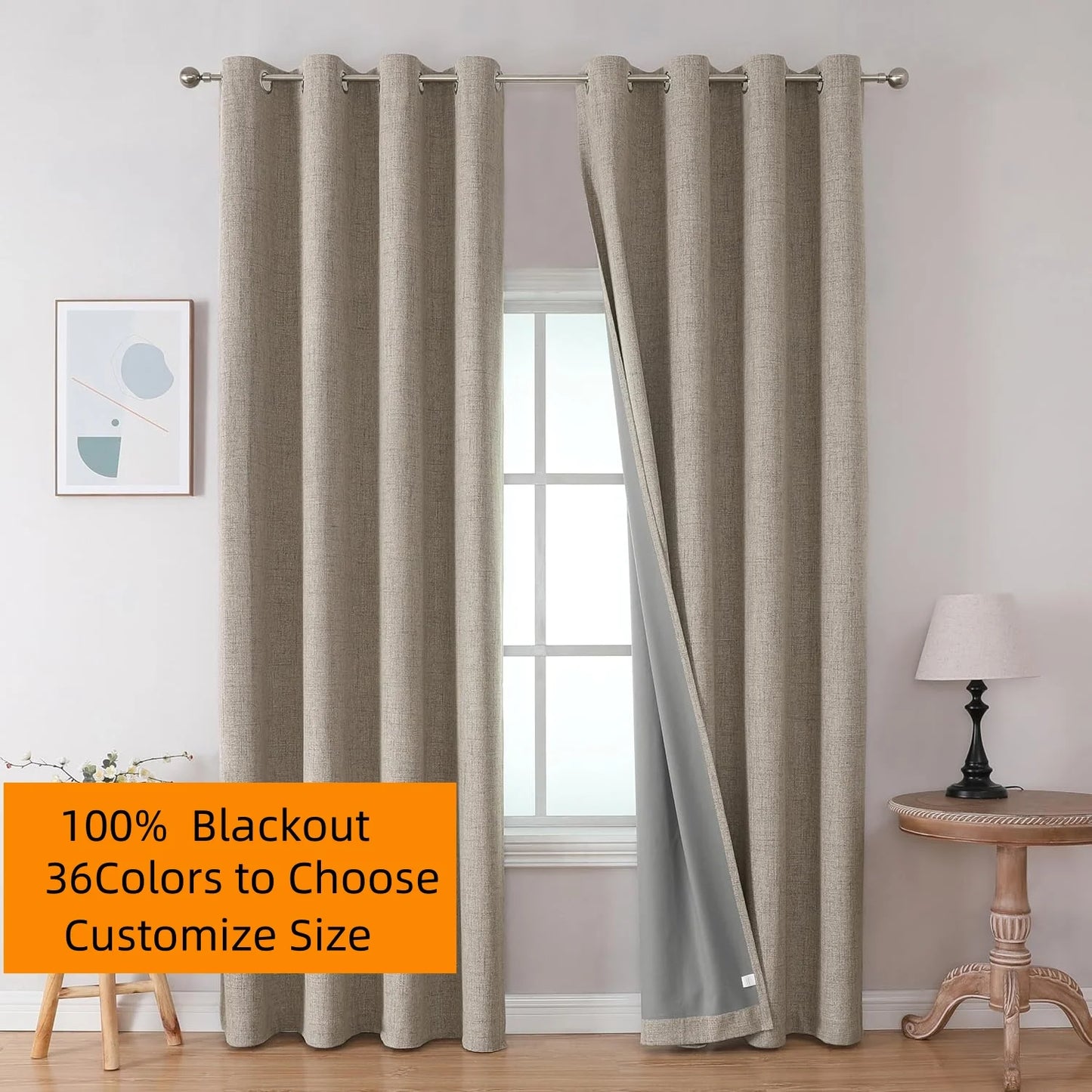 Blackout Curtains 350cm Height Room Darkening Curtains for Bedroom 100% Black Out Textured Thermal Curtain Privacy Protection