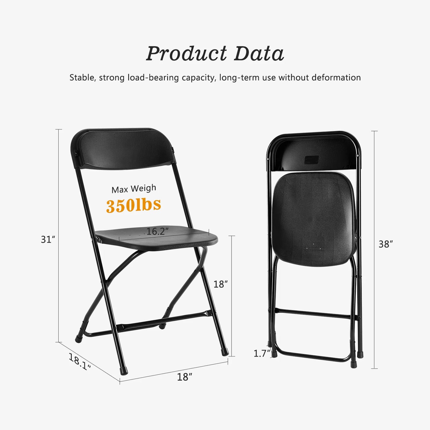 JHK UltraDurableCommercialGrade Polypropylene Folding Chair For Large Scale Banquet Settings