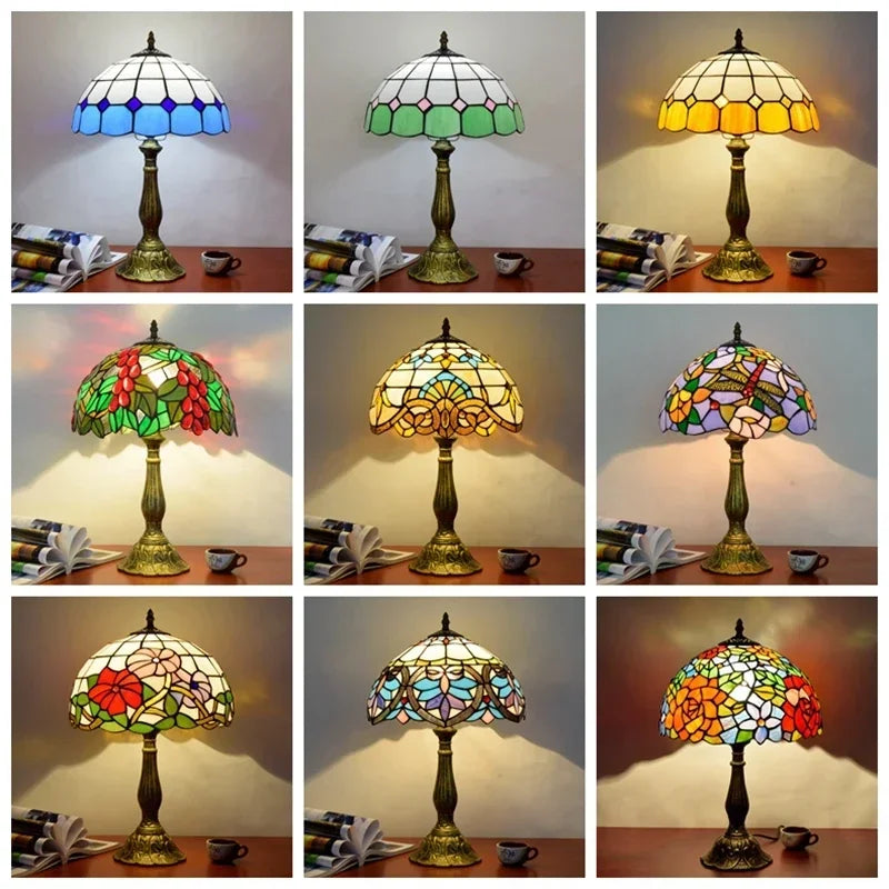 Jiankexing Retro Stained Glass Desk Lamp For Home Lighting