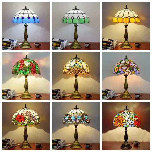 Jiankexing Retro Stained Glass Desk Lamp For Home Lighting