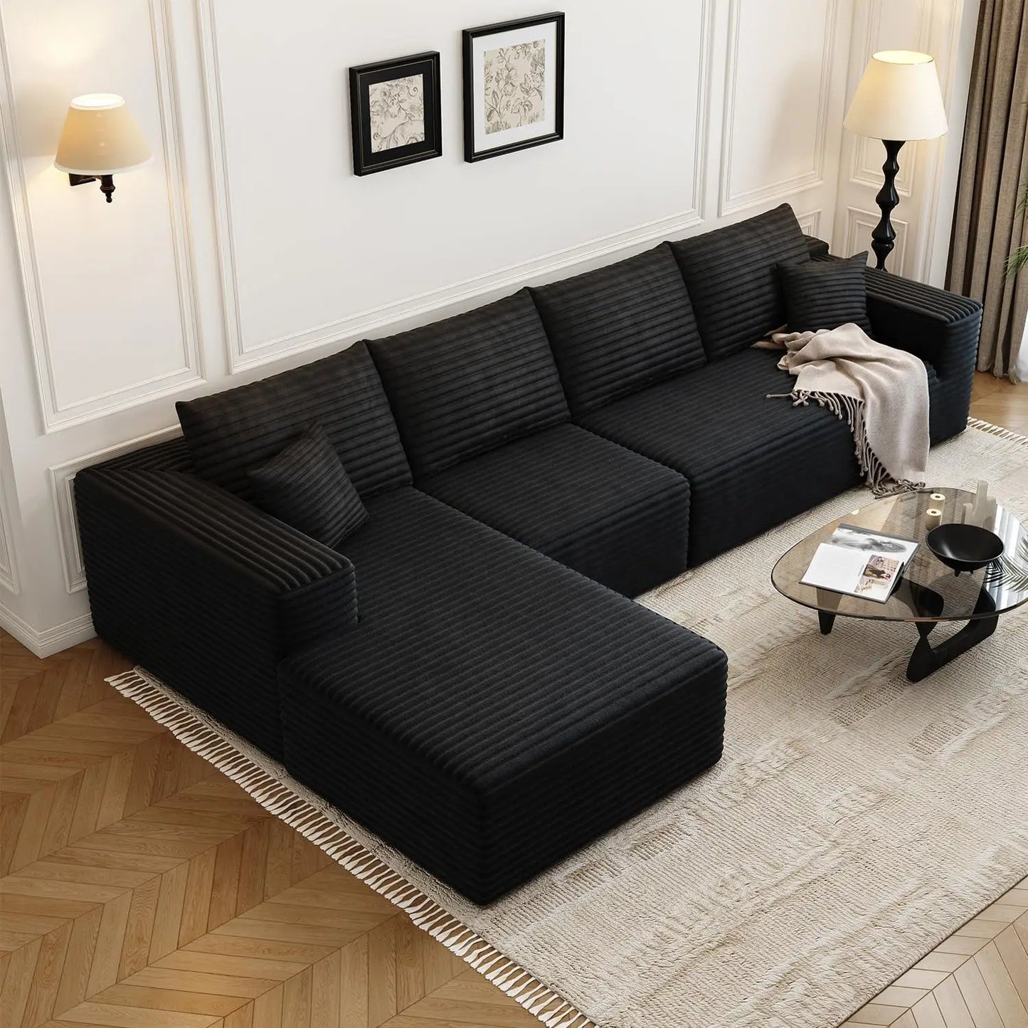 XPLVCN Modular Sectional Sofa With L Shaped Chaise Modern Upholstered